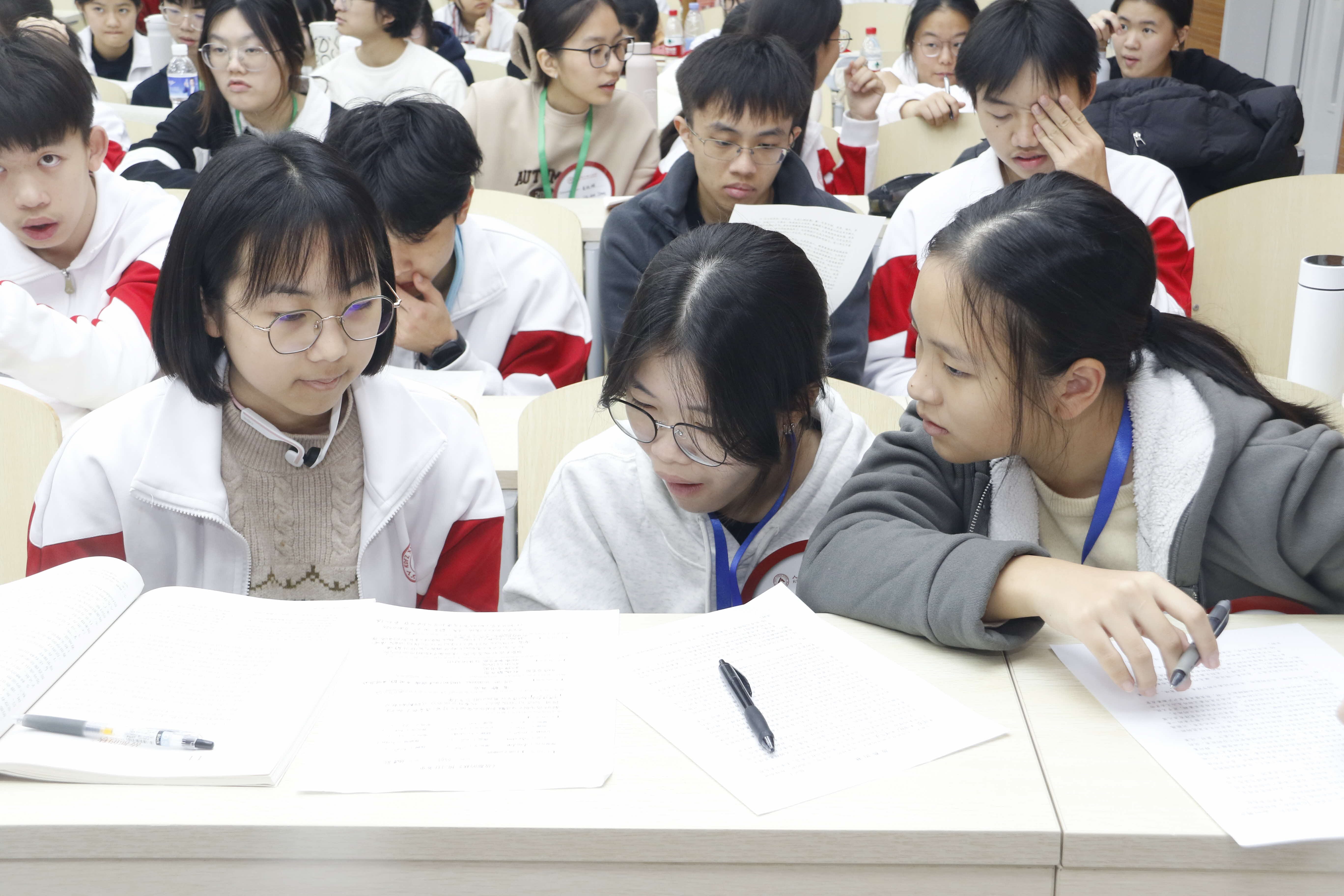 Students engaging in discussion during lessons.